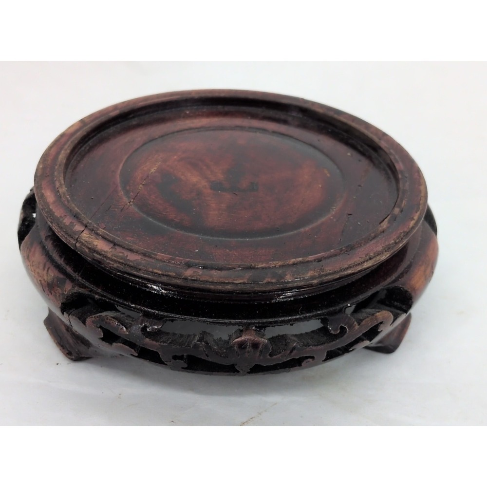 Chinese Vase Stand Base Vintage Carved Wood Maybe Rosewood
